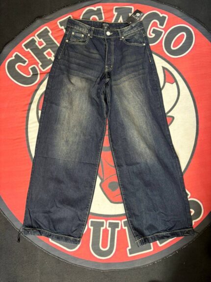 شلوار بگ شسته سرمه ای